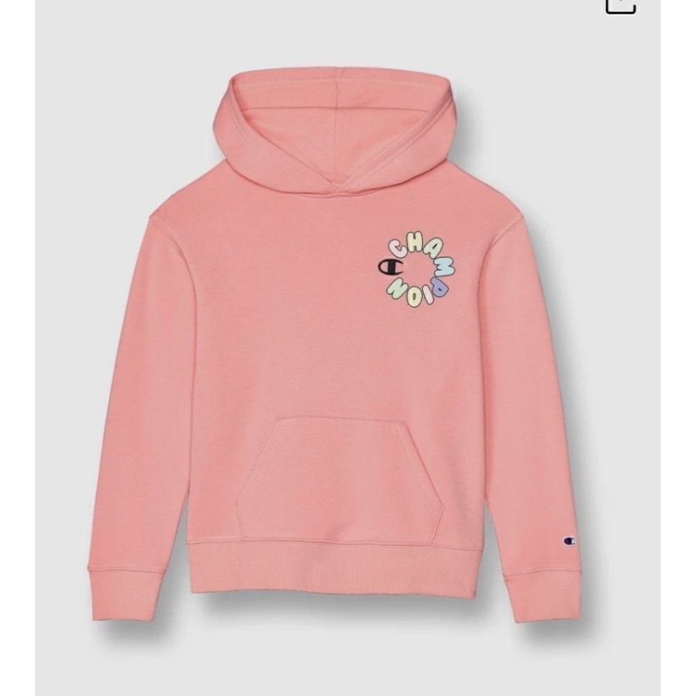 CHAMPION - NWT Big Girls Rainbow Bubble-Logo Hoodie Sz XL Guava Pink. ADORABLE!